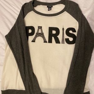 Paris long sleeve shirt. Gray and white